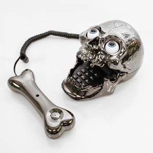 Telefon Deko Totenkopf in silber