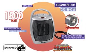 Mauk Keramikheizer Mini 1500 W tragbar