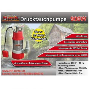 MAUK Druck- Tauch- Pumpe 30m Frderhhe 900W