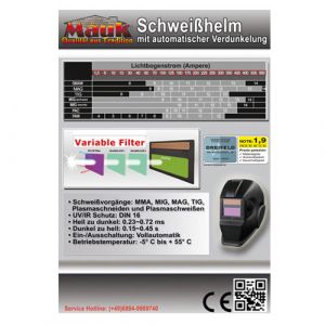 MAUK Automatik Kopfschweischild Solar schwarz Modell 