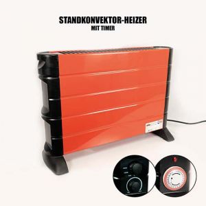Standkonvektor-Heizer rot mit Timer (B-Ware)
